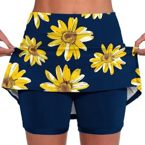 Athletic Skort for Women Summer Boho Floral Print Mini Skirts with Built in Shorts High Waist Workout Shorts