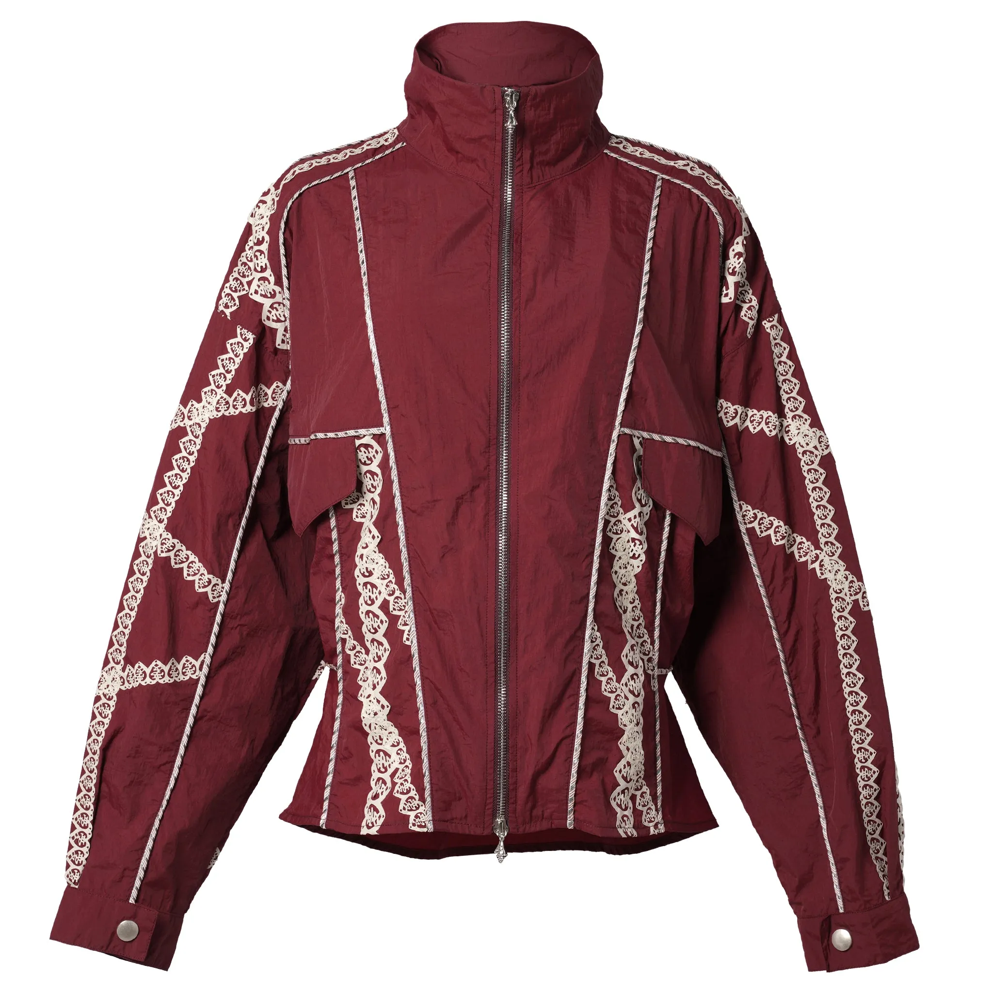 BURGUNDY AND LACE TRACK JACKET / BURGUNDY/WHITE