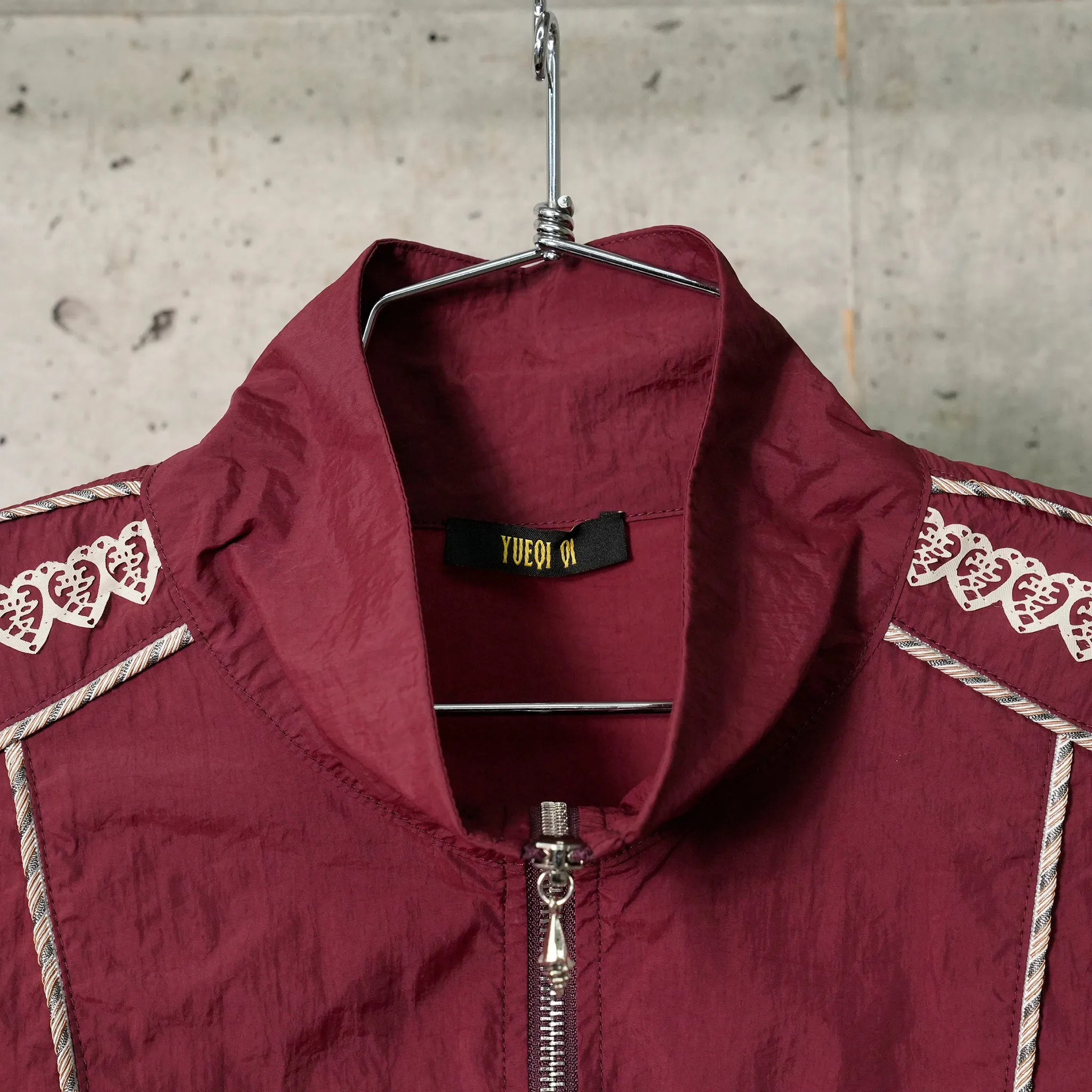 BURGUNDY AND LACE TRACK JACKET / BURGUNDY/WHITE