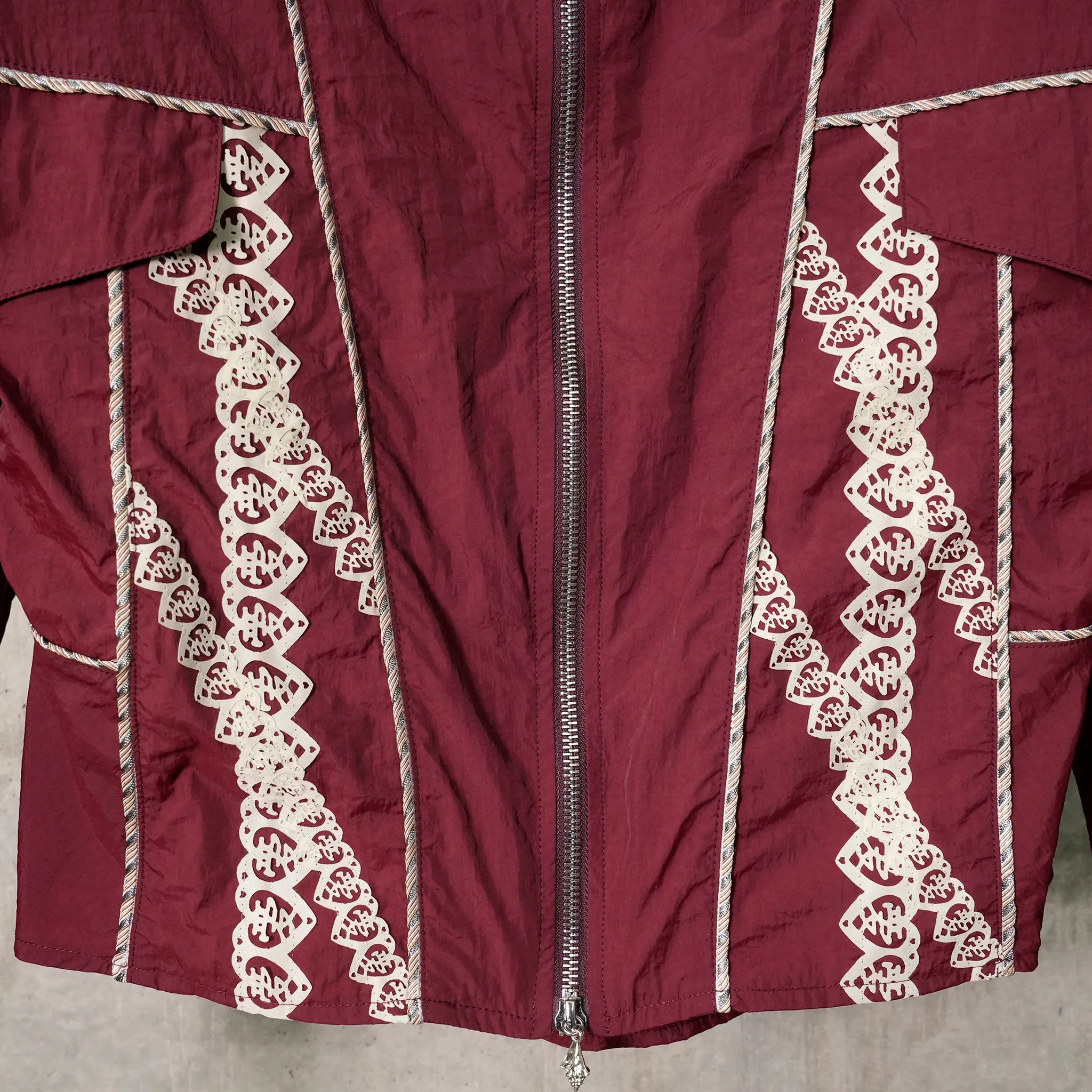 BURGUNDY AND LACE TRACK JACKET / BURGUNDY/WHITE