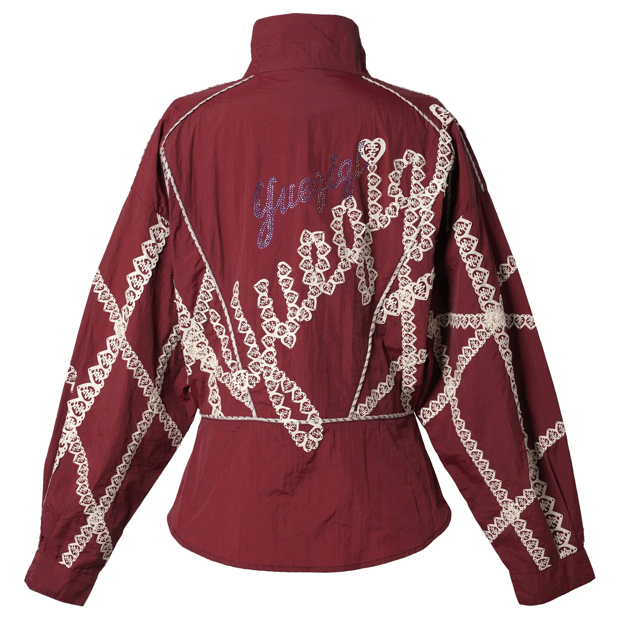 BURGUNDY AND LACE TRACK JACKET / BURGUNDY/WHITE