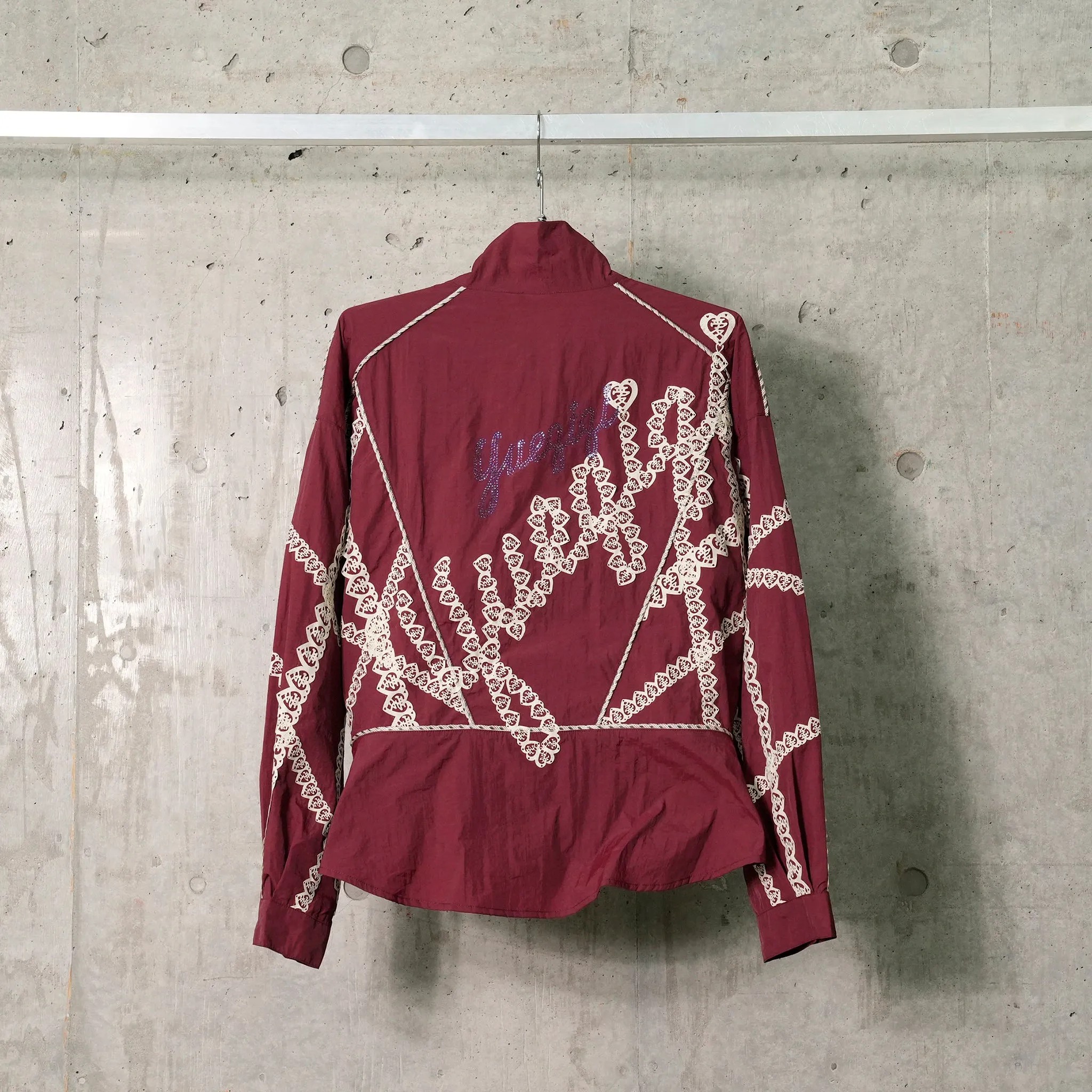 BURGUNDY AND LACE TRACK JACKET / BURGUNDY/WHITE