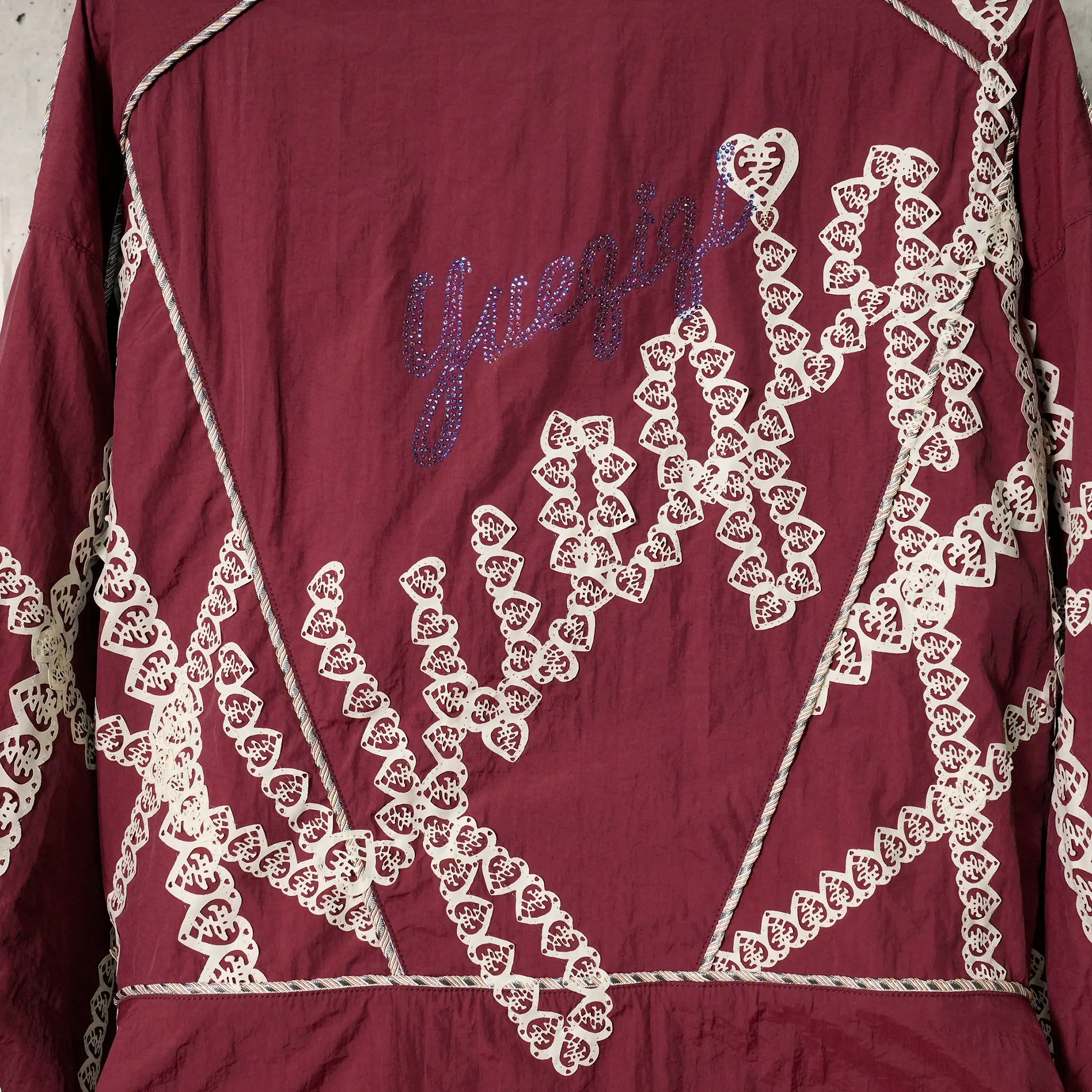 BURGUNDY AND LACE TRACK JACKET / BURGUNDY/WHITE