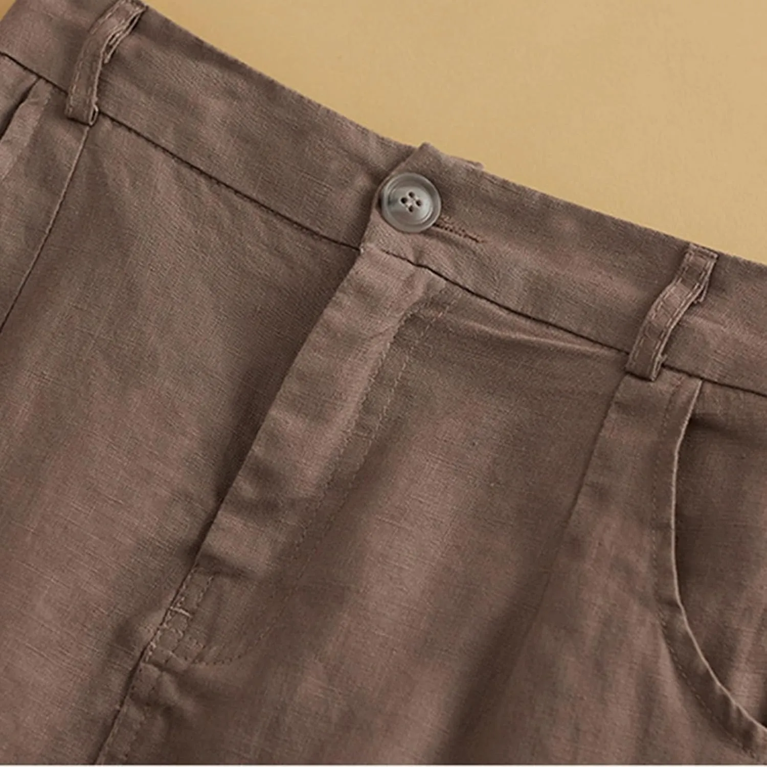 Dressy Cotton Linen Pencil Skirt Women Summer Business High Waist Midi Skirt Slim Fit Office Work Skirt with Pockets