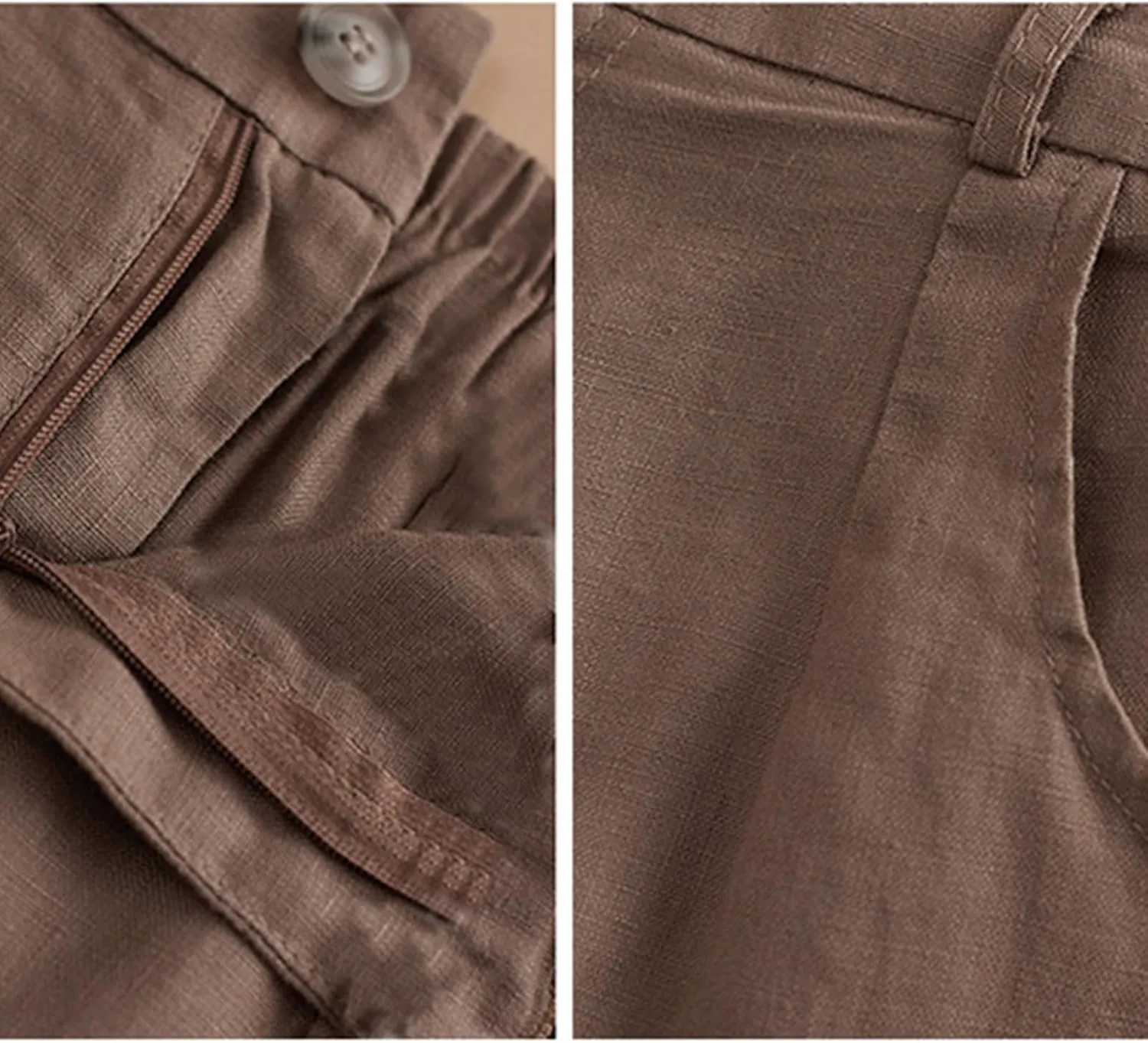 Dressy Cotton Linen Pencil Skirt Women Summer Business High Waist Midi Skirt Slim Fit Office Work Skirt with Pockets