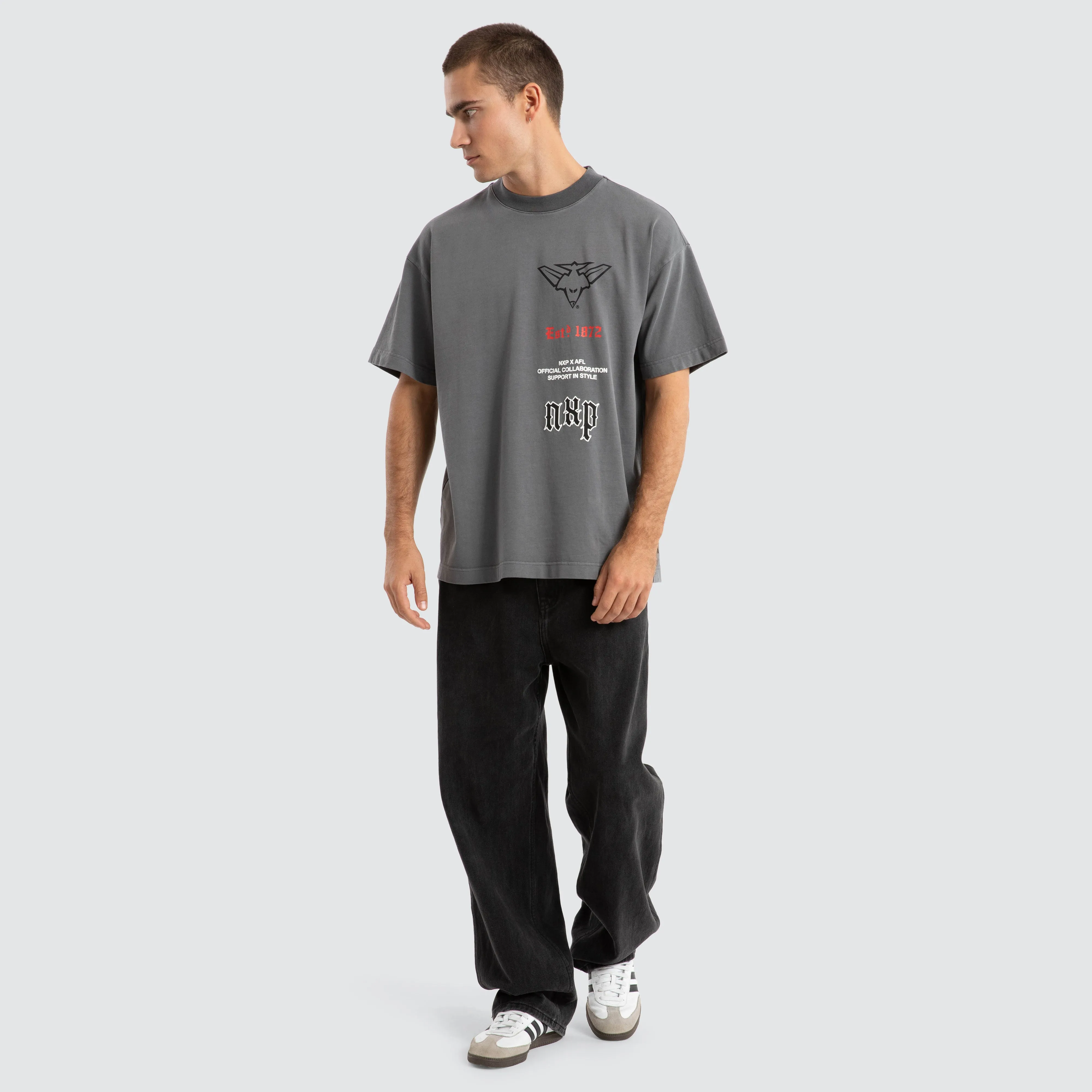 Essendon Bombers AFL Stack Tee Pigment Charcoal