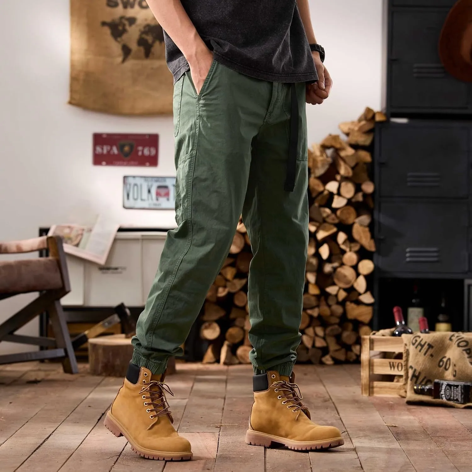 Men's Cargo Pants Hiking Pants for Men Lightweight Slim-Fit Flex Work Pants for Men