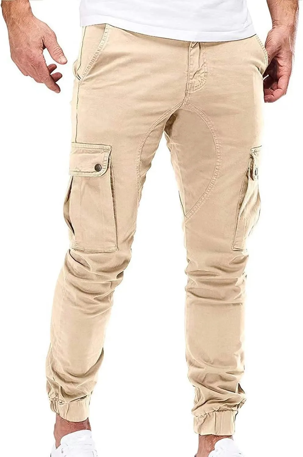 Men's Casual Cargo Pant Slim Fit Hiking Pants Stretch Stylish Baggy Pants Tactical Trousers with Multi Pockets