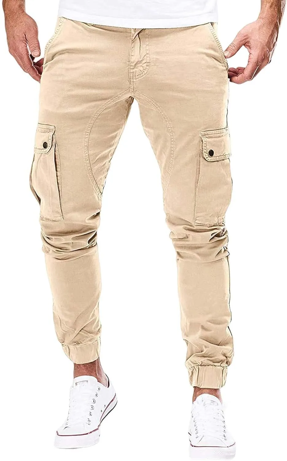 Men's Casual Cargo Pant Slim Fit Hiking Pants Stretch Stylish Baggy Pants Tactical Trousers with Multi Pockets