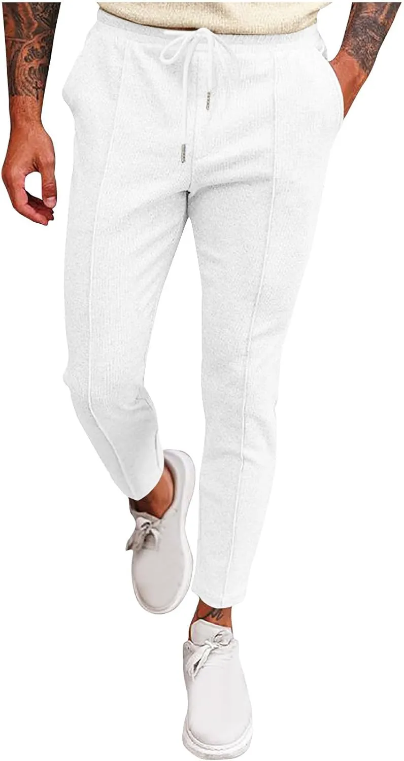 Mens Soft Joggers Drawstring Running Sweatpants with Pockets Lightweight Slim Fit Athletic Track Pants Workout Pants