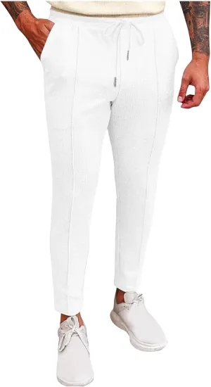 Mens Soft Joggers Drawstring Running Sweatpants with Pockets Lightweight Slim Fit Athletic Track Pants Workout Pants