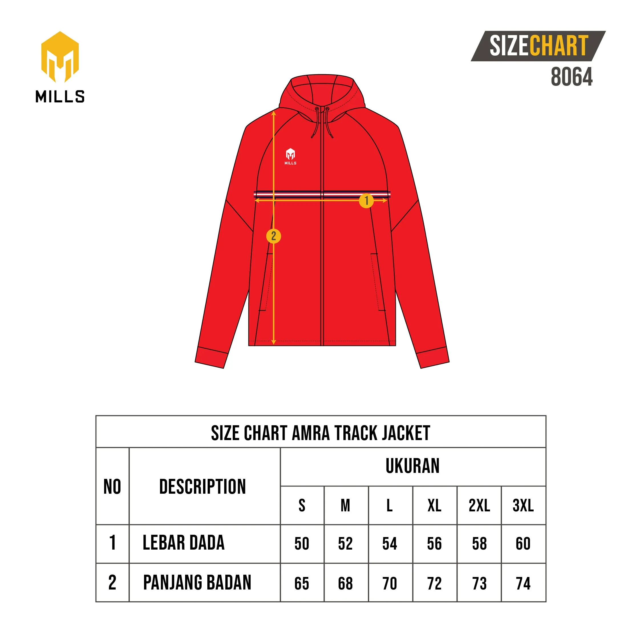 MILLS Jaket Olahraga Track Jacket Amra 8064