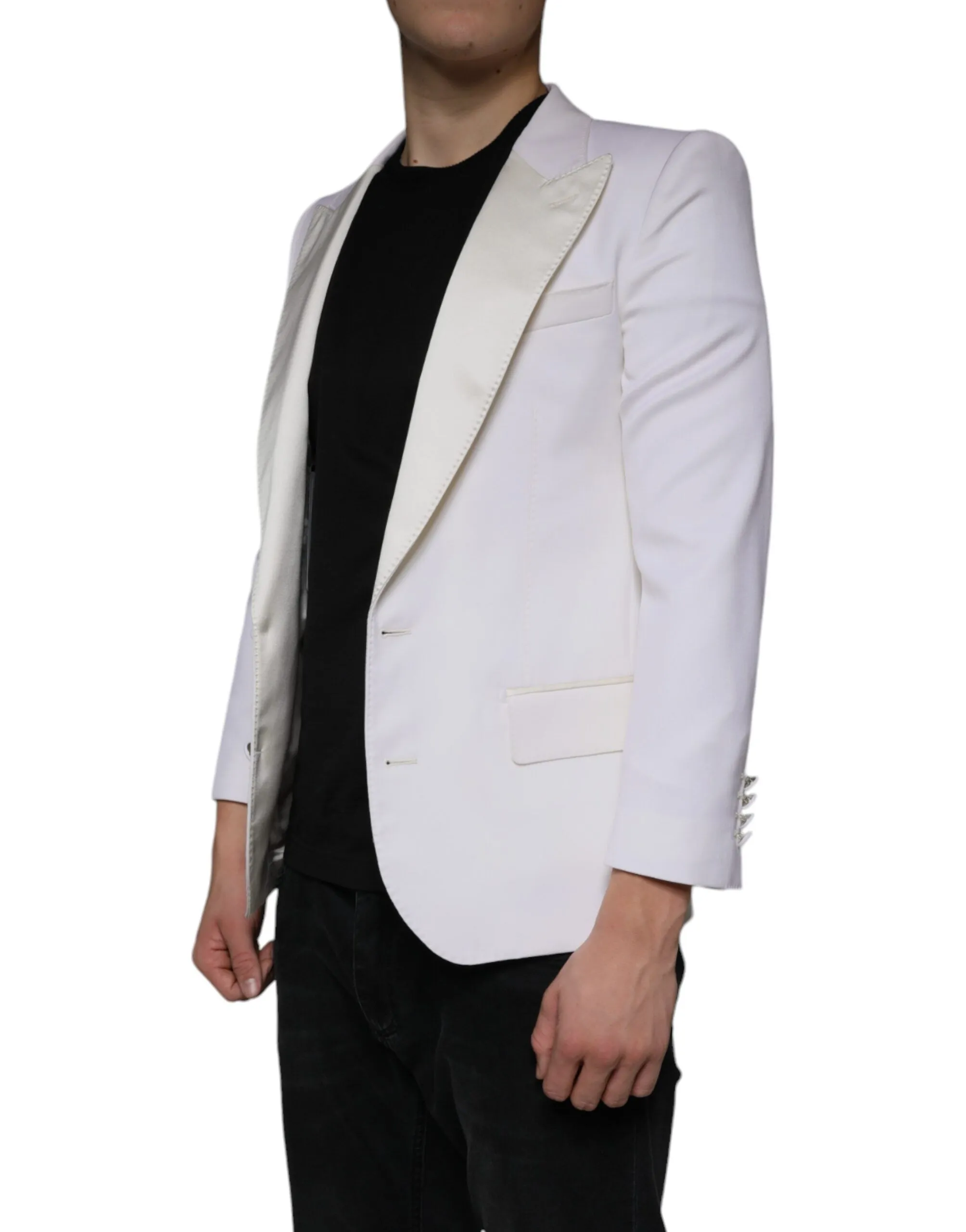 Off White Wool Single Breasted Dress Blazer
