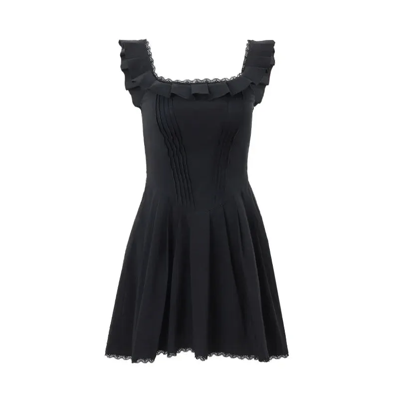Sexy Ruffles Square-Neck Mini Dress  Playful & Elegant Y2K Vibes