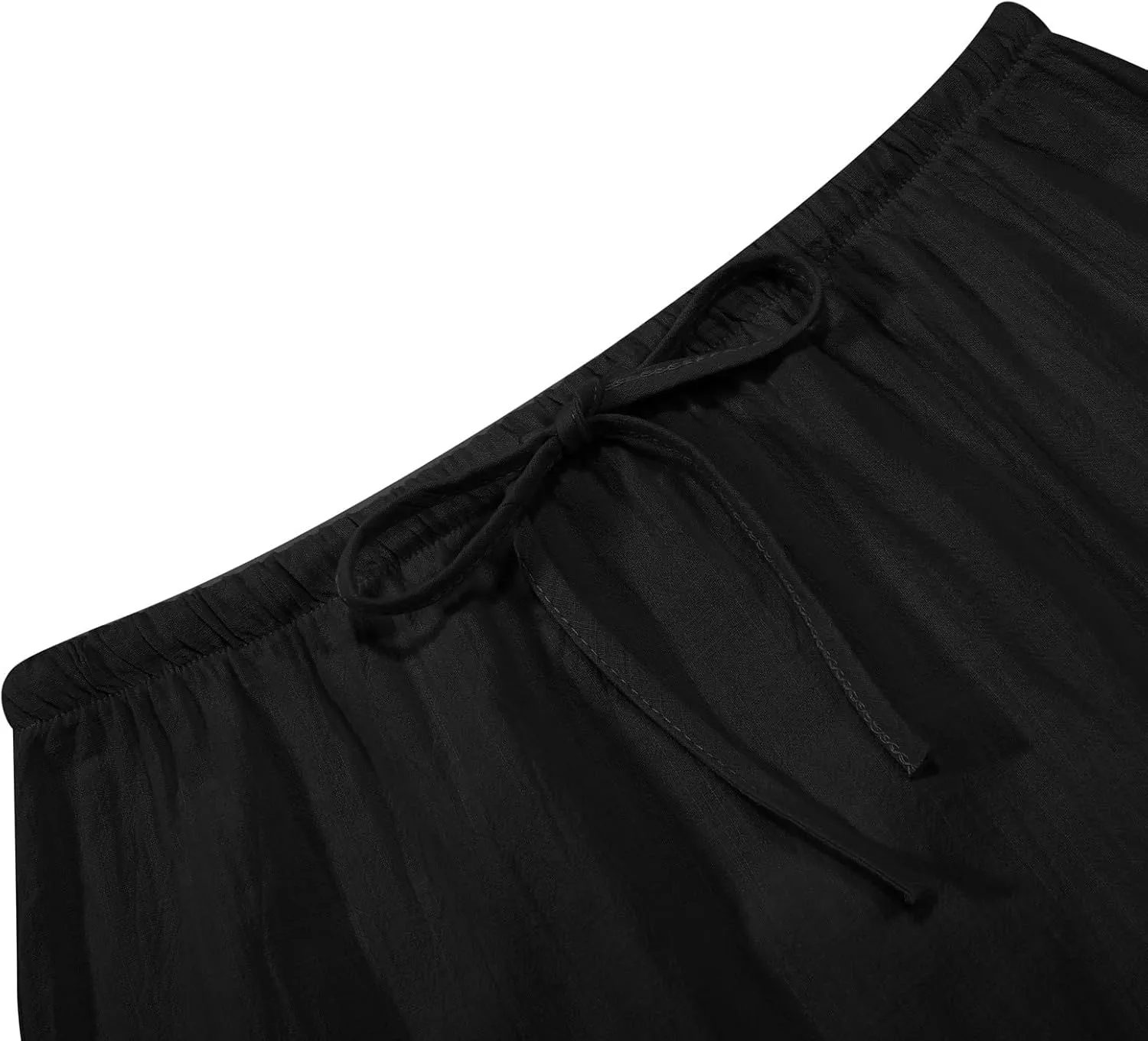 Summer Linen Maxi Skirts for Women Boho Beach Vacation Drawstring Low Waist A Line Skirt Flowy Long Cover Ups