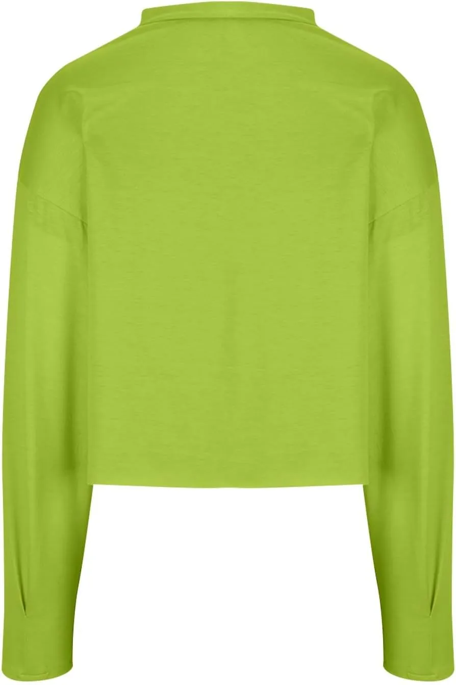 Womens Cropped Sweatshirts 2024 Fall Fashion Clothes Teen Girl Long Sleeve Oversized Crewneck Crop Pullover Tops