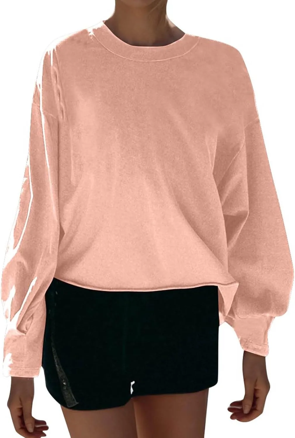 Womens Cropped Sweatshirts 2024 Fall Fashion Clothes Teen Girl Long Sleeve Oversized Crewneck Crop Pullover Tops