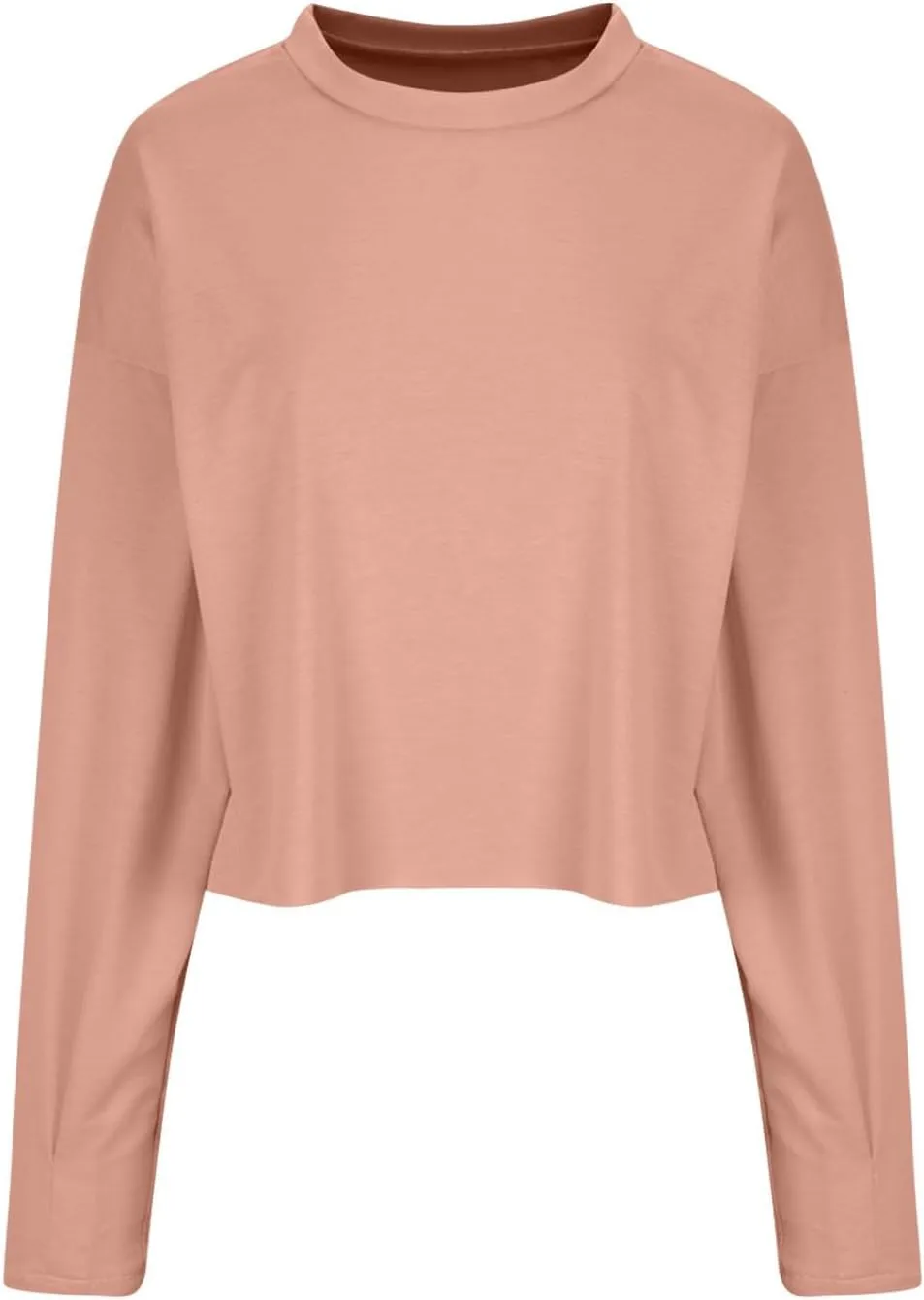 Womens Cropped Sweatshirts 2024 Fall Fashion Clothes Teen Girl Long Sleeve Oversized Crewneck Crop Pullover Tops