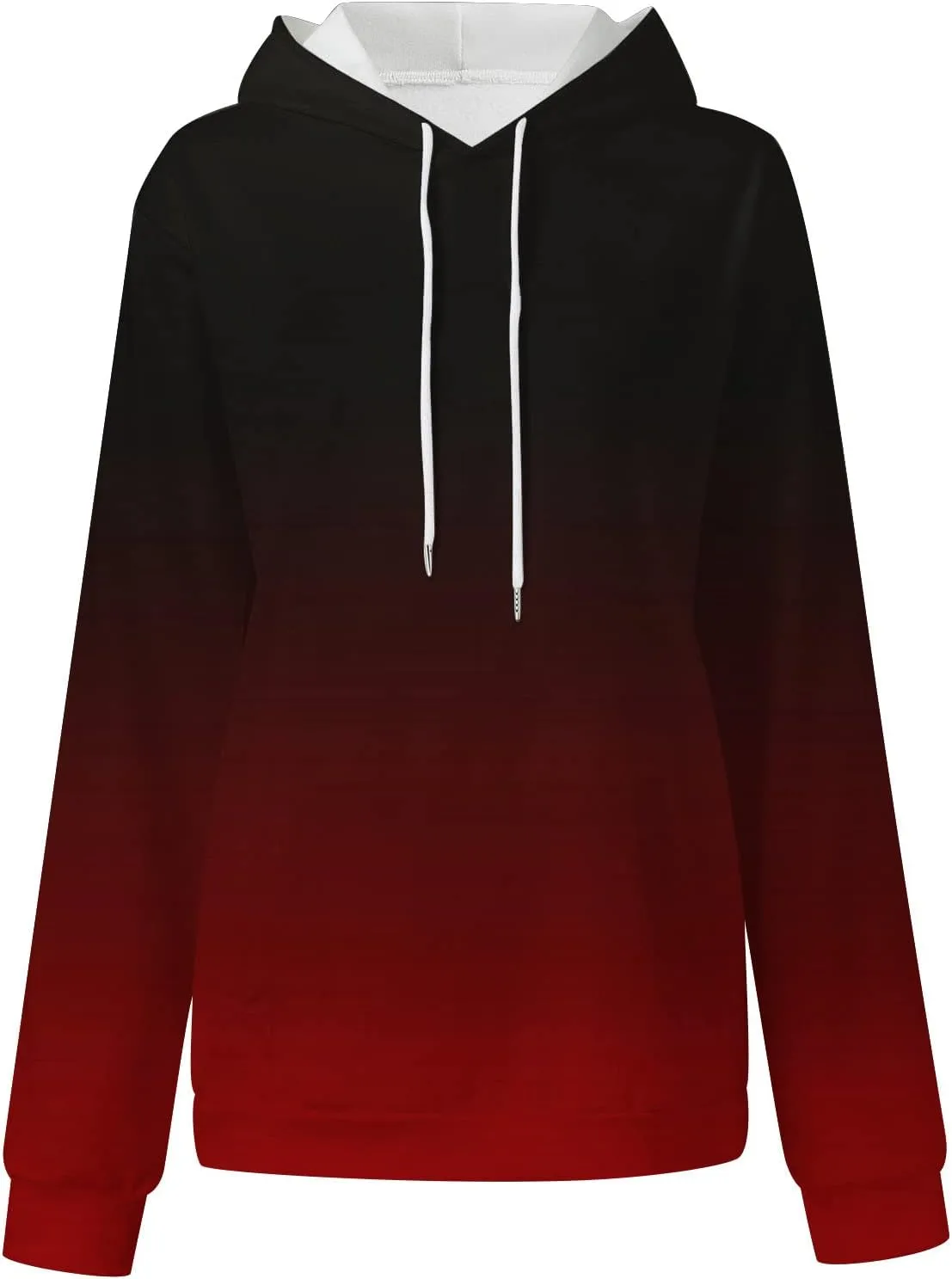 Women'S Fashion Hoodies & Sweatshirts Long Sleeve Drawstring Hooded Gradient Color Casual Oversized Fall Tops Clothes