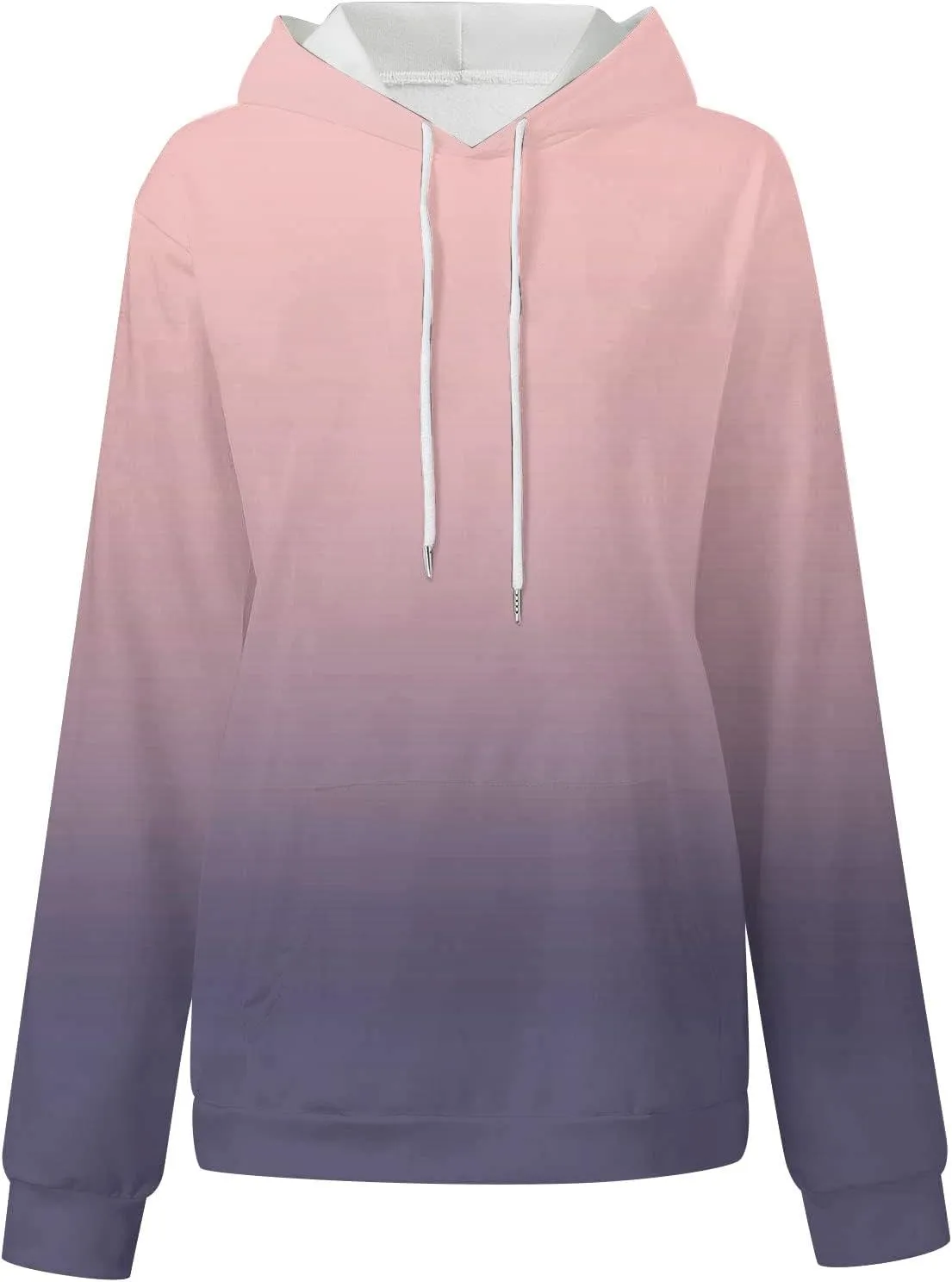 Women'S Fashion Hoodies & Sweatshirts Long Sleeve Drawstring Hooded Gradient Color Casual Oversized Fall Tops Clothes