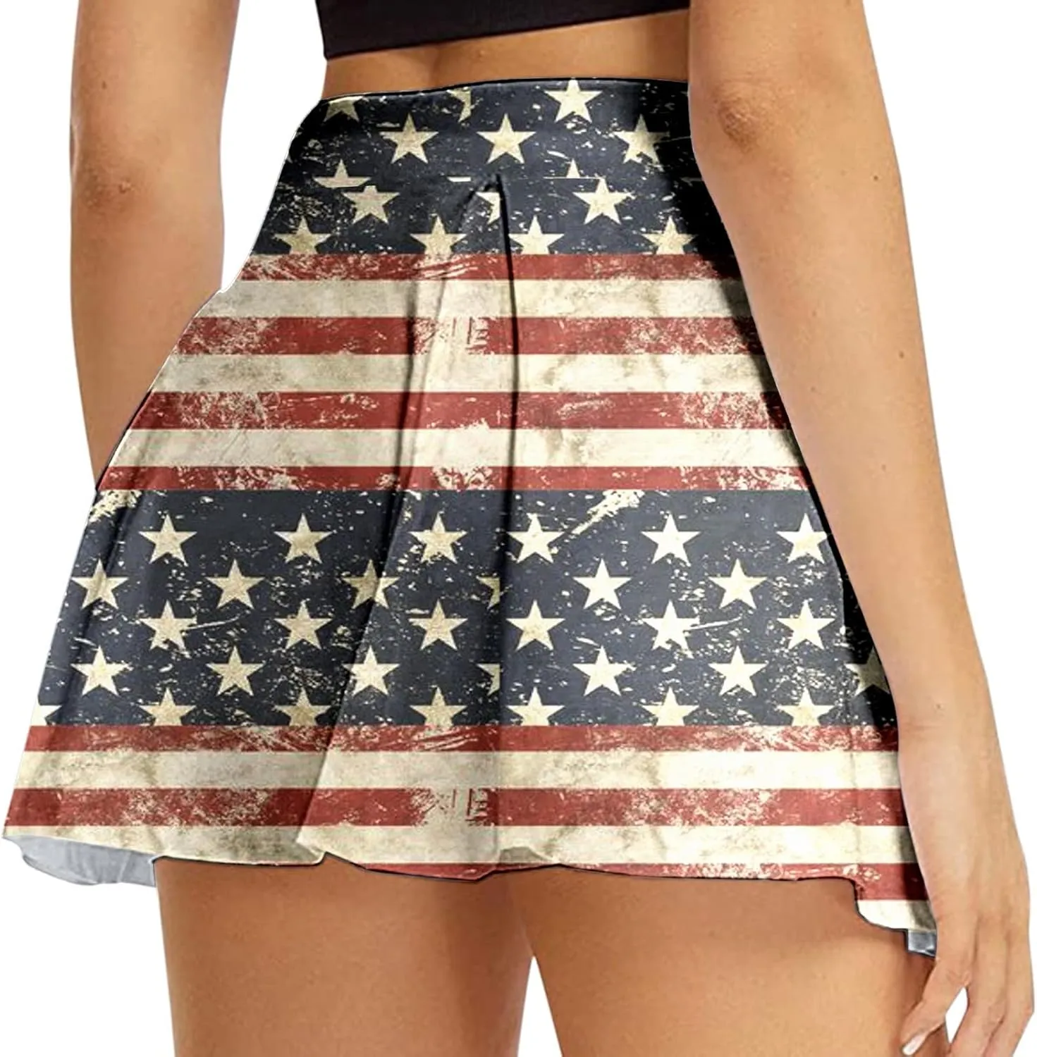 Womens Independence Day Tennis Skirt with Pockets Inner Shorts Yoga Sport Active Skirt Shorts for Running