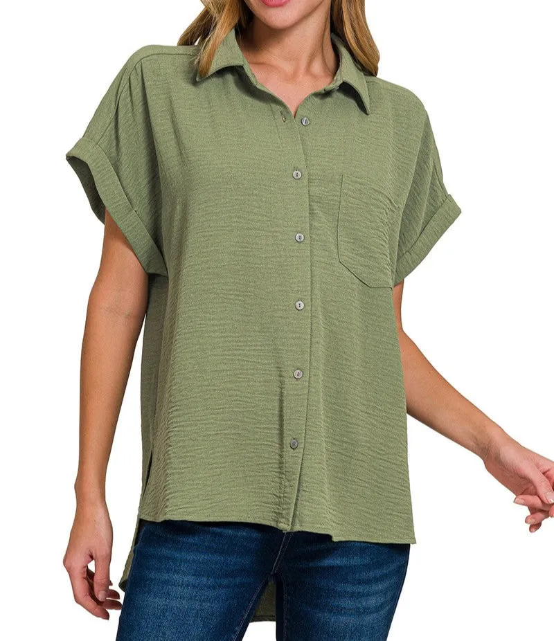 Woven Air Flow Button-Down